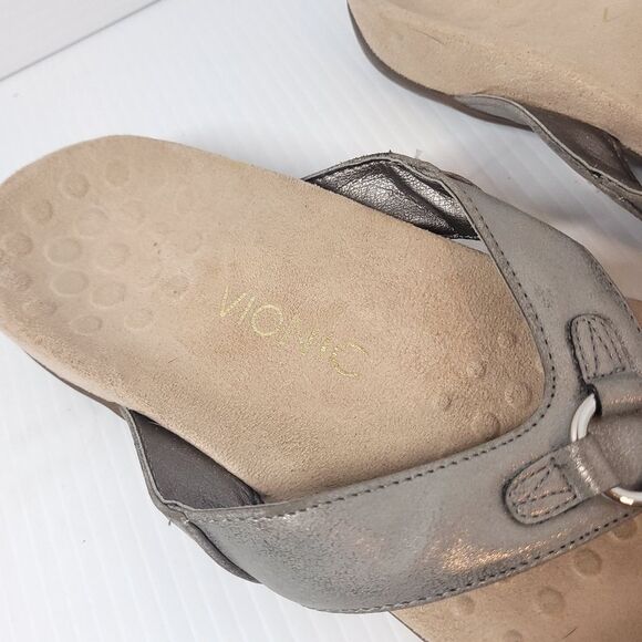 Vionic Elena Thong Sandals Silver Metallic Ring Detail Womens Size 9 - Picture 9 of 9